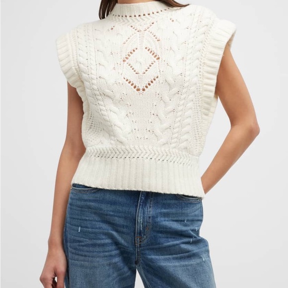 Veronica Beard Sweaters - Veronica Beard Pinkett Cream Cable Knit Sweater Vest
